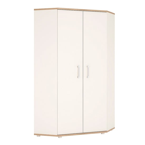 Read more about Kast wooden corner wardrobe in white high gloss and oak