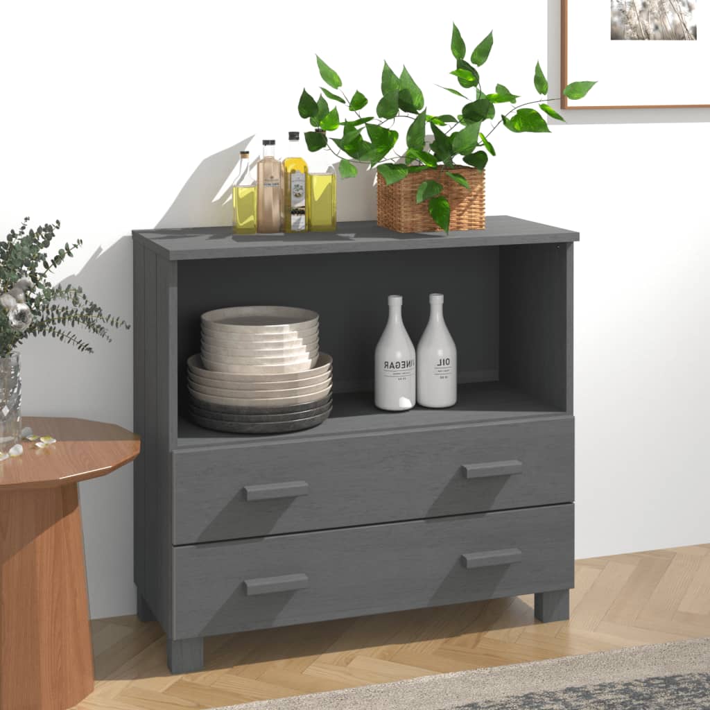 Photo of Kathy solid pinewood sideboard with 2 drawers in dark grey