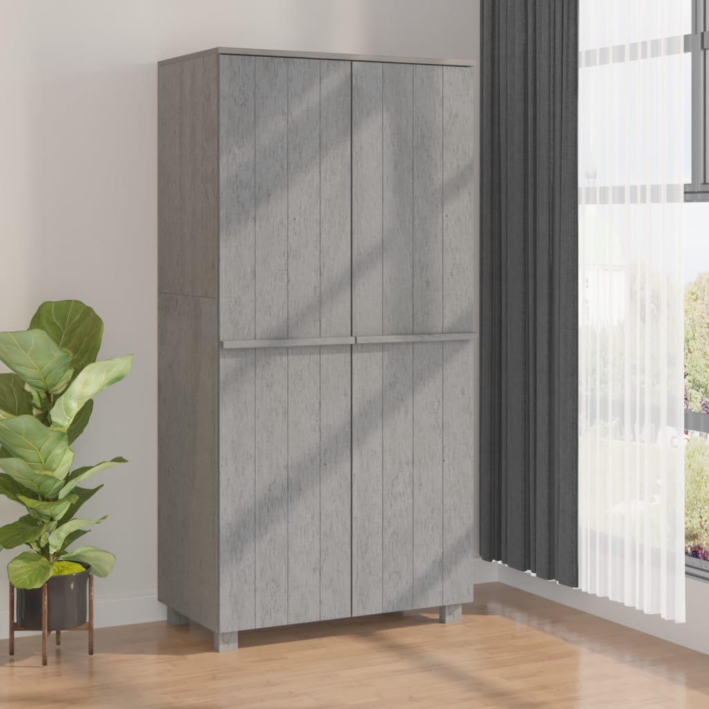 Read more about Kathy solid pinewood wardrobe with 2 doors in light grey