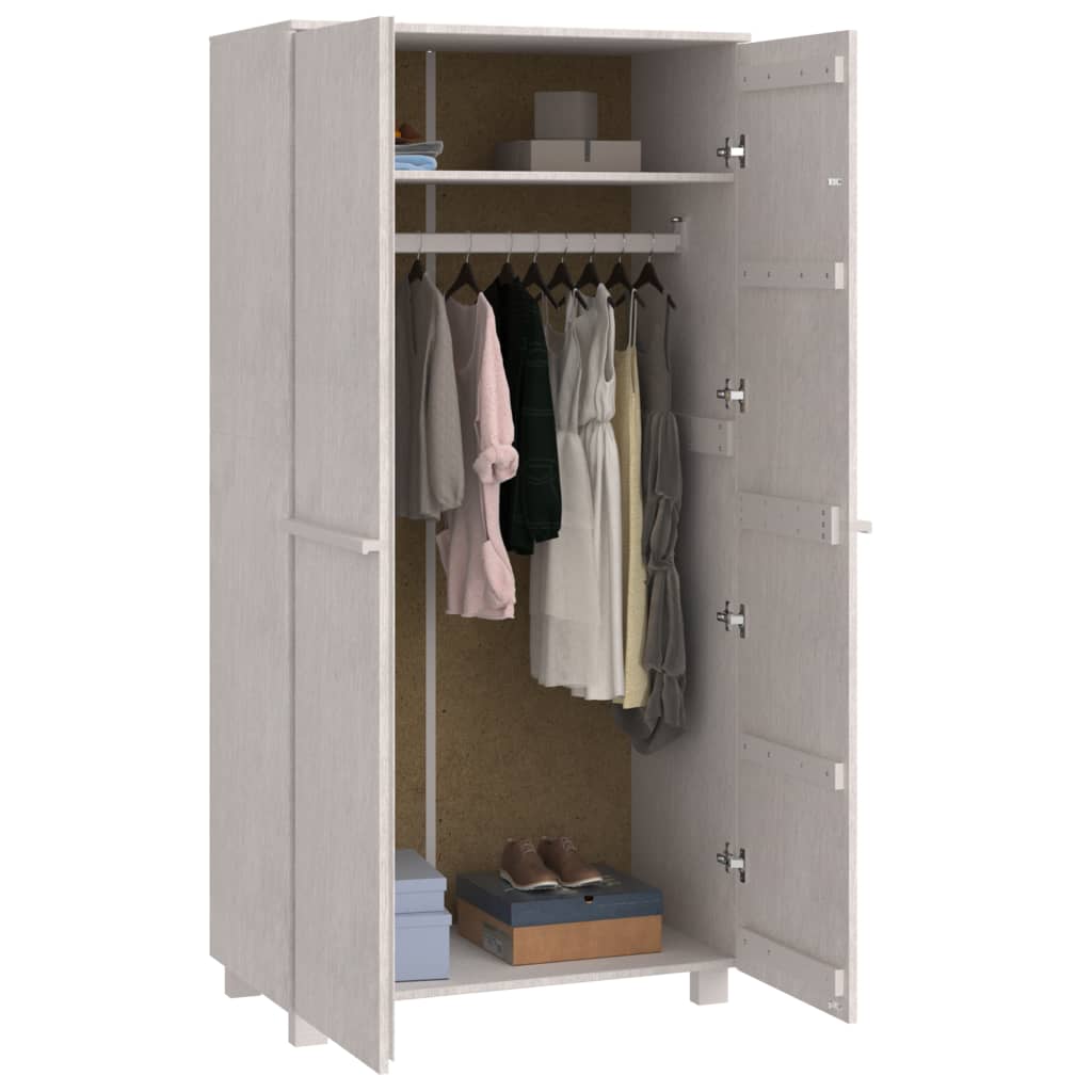 Kathy Solid Pinewood Wardrobe With 2 Doors In White | Furniture in Fashion