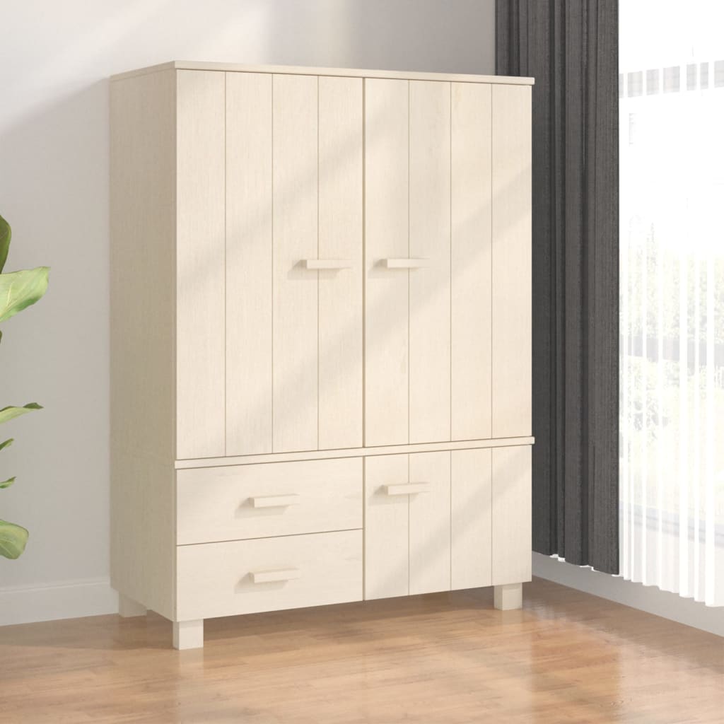Read more about Kathy solid pinewood wardrobe with 3 doors in honey brown