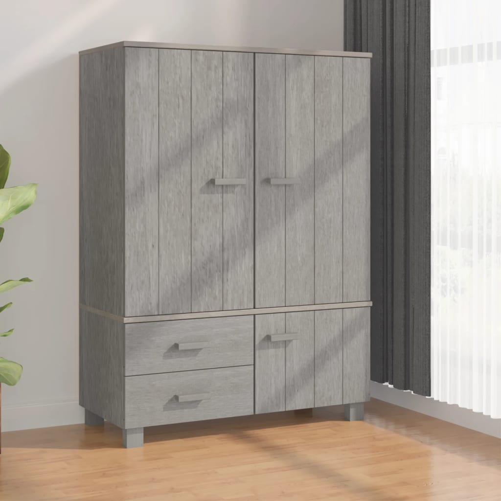 Read more about Kathy solid pinewood wardrobe with 3 doors in light grey