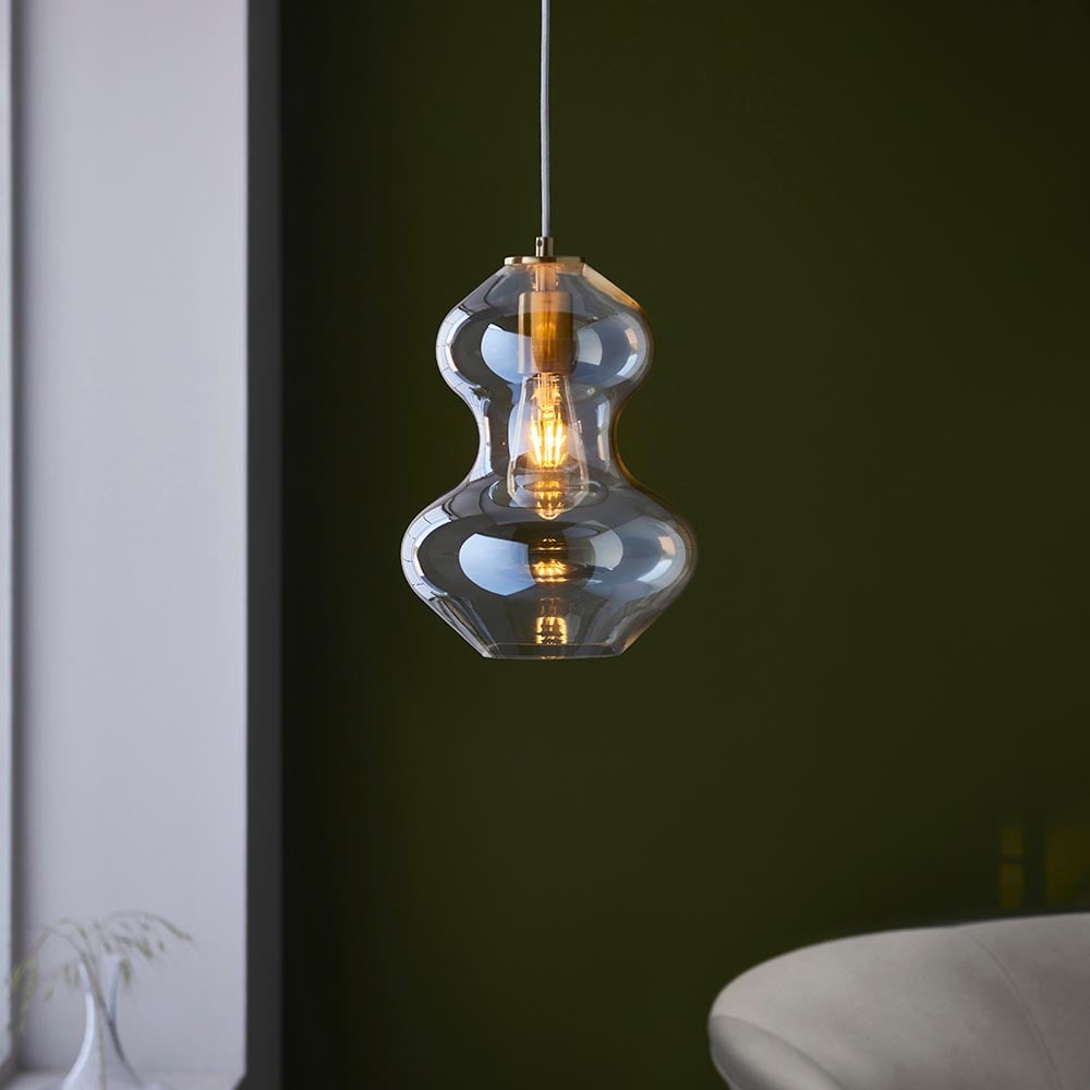 Product photograph of Katonah Lustre Glass Pendant Light In Champagne And Satin Brass from Furniture in Fashion