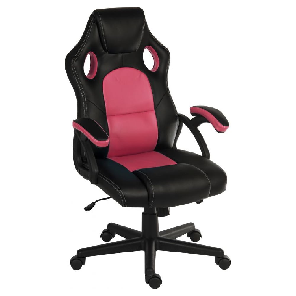 Product photograph of Katy Leather Home And Office Chair In Black And Pink from Furniture in Fashion