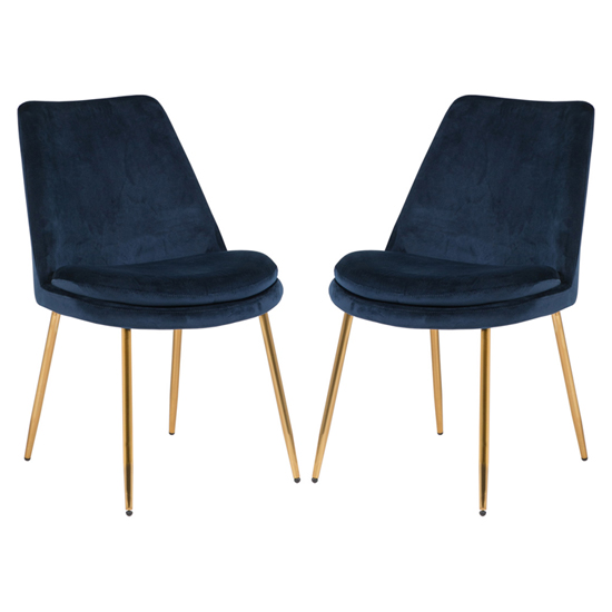 Set of 2 navy blue velvet dining tub chairs with chrome legs | Browse ...