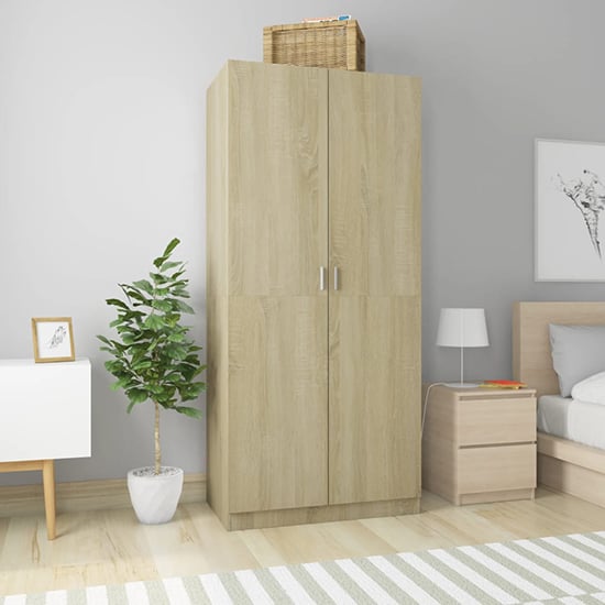 Product photograph of Kaylor Wooden Wardrobe With 2 Doors In Sonoma Oak from Furniture in Fashion