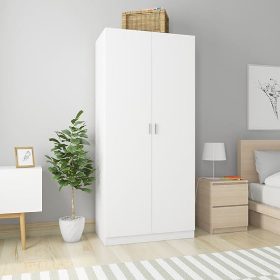 Photo of Kaylor wooden wardrobe with 2 doors in white
