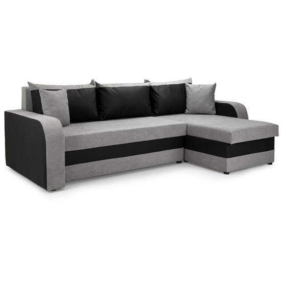 Read more about Keagan fabric corner sofa bed in black and grey