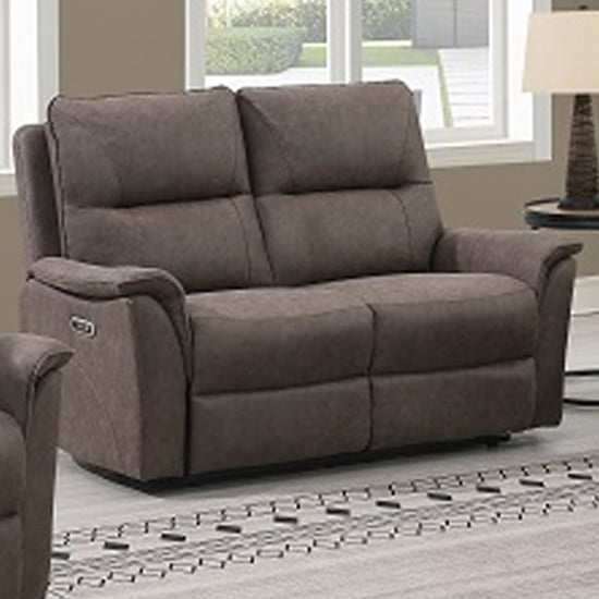 Read more about Keller clean fabric electric recliner 2 seater sofa in truffle