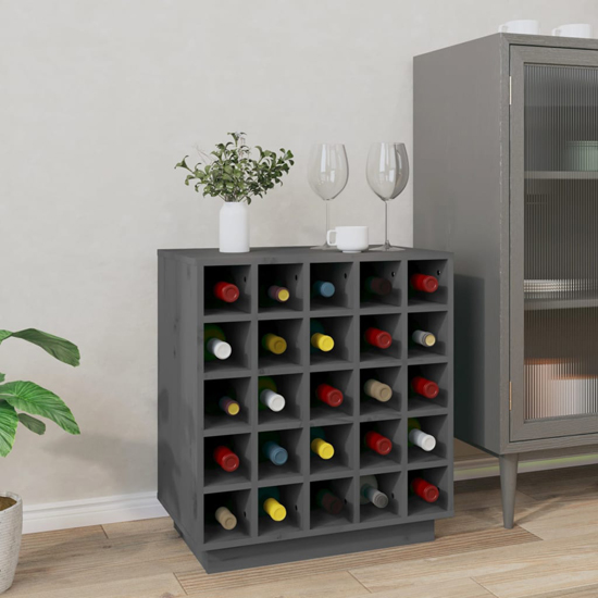 Photo of Keller solid pine wood wine cabinet in grey