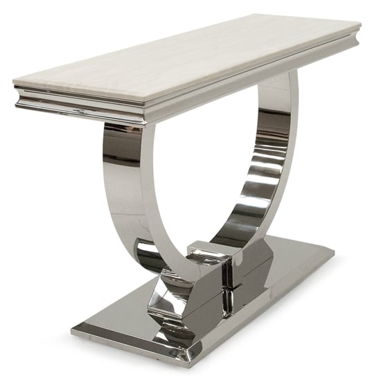 Read more about Kelsey marble console table with stainless steel base in cream