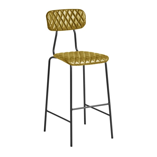 Product photograph of Kelso Faux Leather Bar Stool In Vintage Gold from Furniture in Fashion