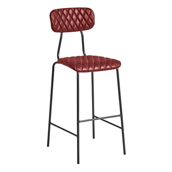 Product photograph of Kelso Faux Leather Bar Stool In Vintage Red from Furniture in Fashion