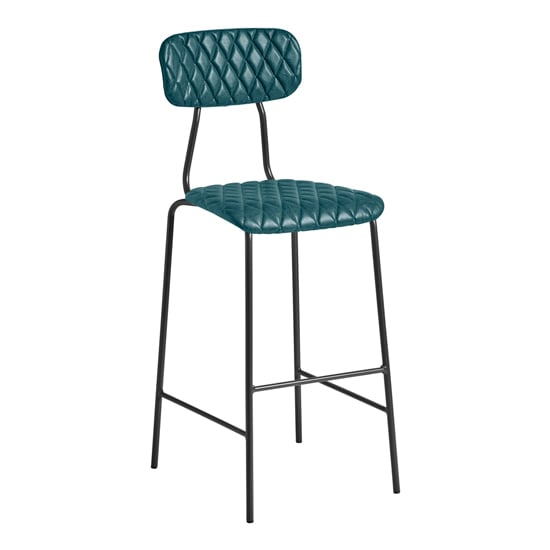 Product photograph of Kelso Faux Leather Bar Stool In Vintage Teal from Furniture in Fashion