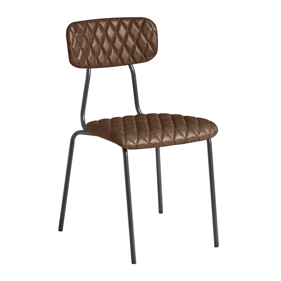 Product photograph of Kelso Faux Leather Dining Chair In Vintage Brown from Furniture in Fashion