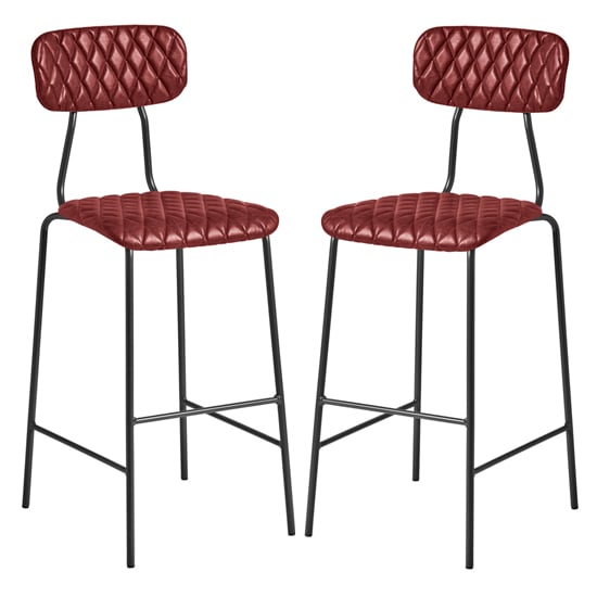 Product photograph of Kelso Vintage Red Faux Leather Bar Stools In Pair from Furniture in Fashion