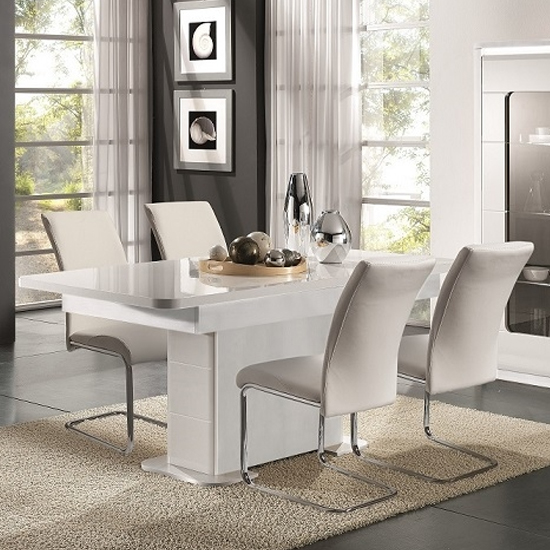 Kemble Extending Dining Table In White High Gloss | FiF