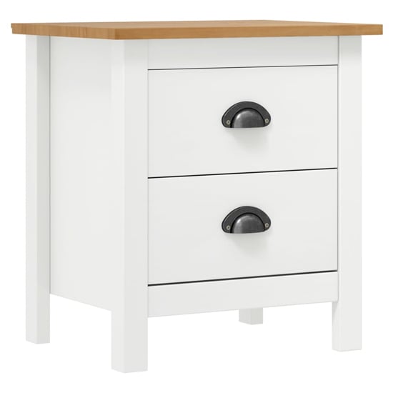 Product photograph of Kendal Wooden Bedside Cabinet With 2 Drawers In White And Brown from Furniture in Fashion