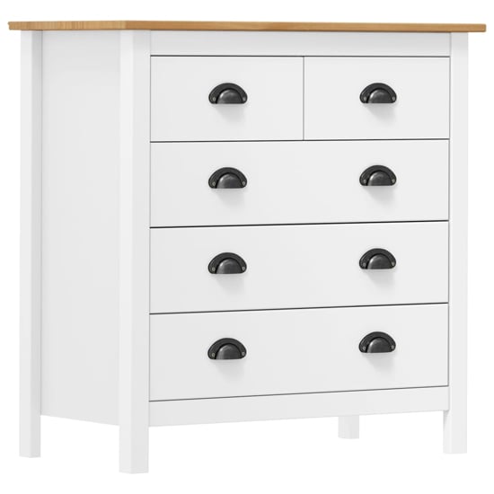 Product photograph of Kendal Wooden Chest Of 5 Drawers In White And Brown from Furniture in Fashion