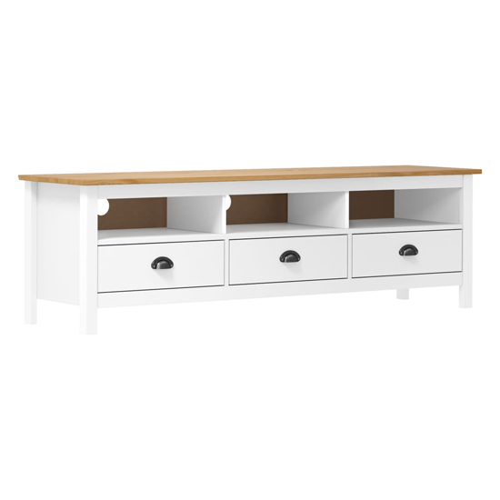 Product photograph of Kendal Wooden Tv Stand With 3 Drawers In White And Brown from Furniture in Fashion