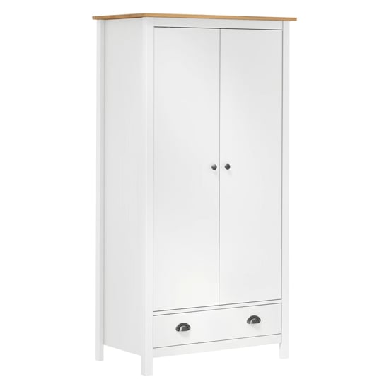 Product photograph of Kendal Wooden Wardrobe With 2 Doors In White And Brown from Furniture in Fashion