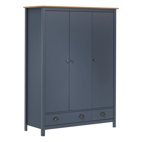 Product photograph of Kendal Wooden Wardrobe With 3 Doors In Grey And Brown from Furniture in Fashion