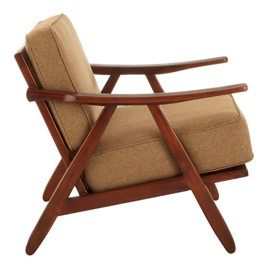 Kendari Teak Wood And Fabric Chair With Wooden Legs | FiF