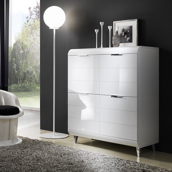 Product photograph of Kenia Modern Highboard In White High Gloss With 4 Doors from Furniture in Fashion
