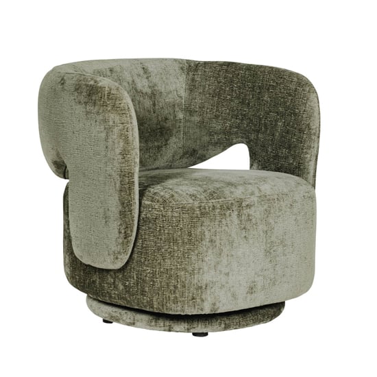 Product photograph of Kenner Swivel Chinelle Fabric Accent Chair In Olive from Furniture in Fashion