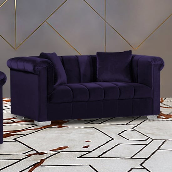 Product photograph of Kenosha Malta Plush Velour Fabric 2 Seater Sofa In Ameythst from Furniture in Fashion