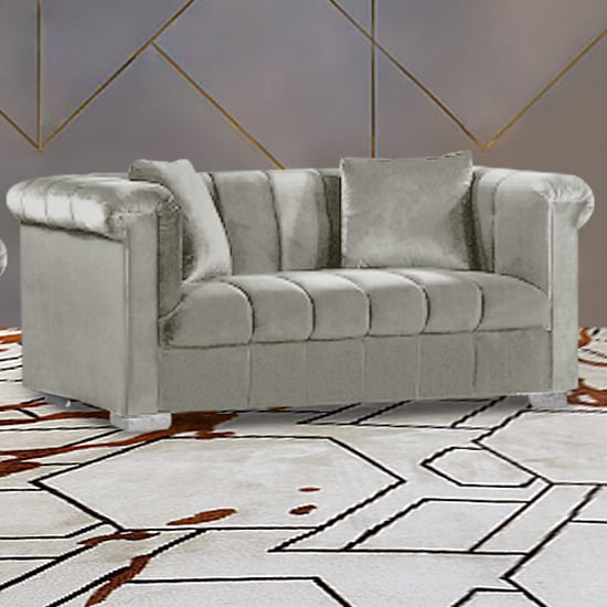 Product photograph of Kenosha Malta Plush Velour Fabric 2 Seater Sofa In Cream from Furniture in Fashion