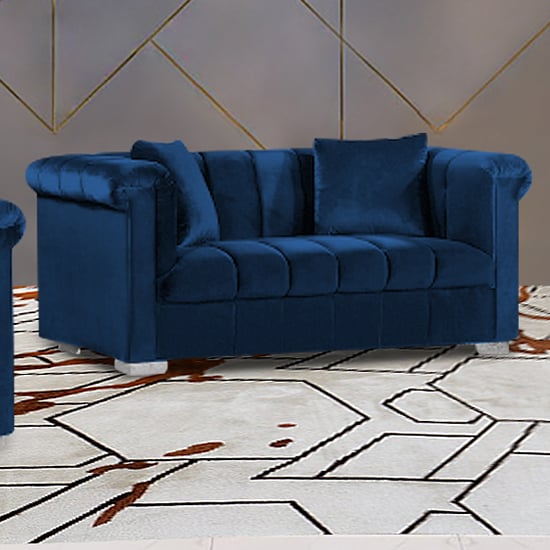 Product photograph of Kenosha Malta Plush Velour Fabric 2 Seater Sofa In Navy from Furniture in Fashion