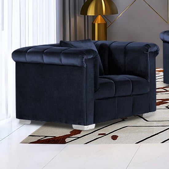 Product photograph of Kenosha Malta Plush Velour Fabric Armchair In Slate from Furniture in Fashion