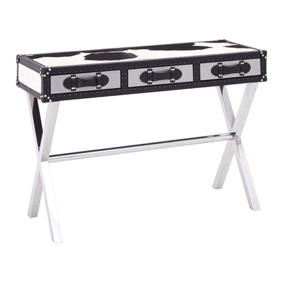 Photo of Kensick wooden console table with cross legs in black and white
