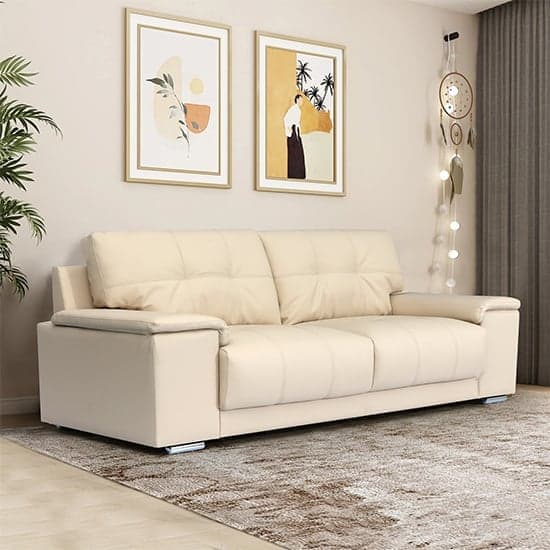 Photo of Kensington faux leather 3 seater sofa in ivory