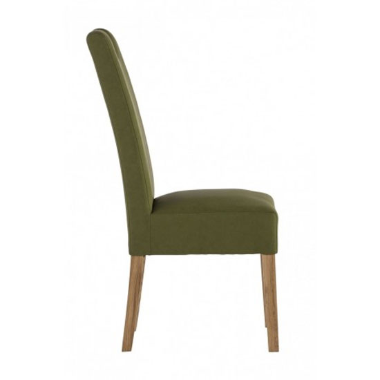 Kenstone Leather Dining Chair In Sage Green With Oak Leg | FiF