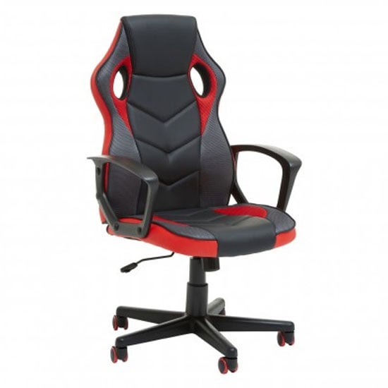 Product photograph of Katy Racer Faux Leather Gaming Chair In Black And Red from Furniture in Fashion