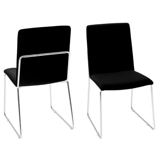 Product photograph of Kepos Black Faux Leather Dining Chairs In Pair from Furniture in Fashion