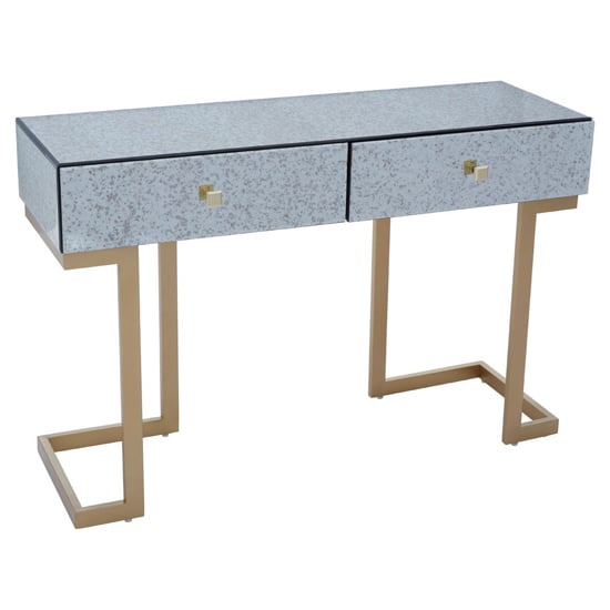Read more about Keseni mirrored chest of 6 drawers with brass base in silver