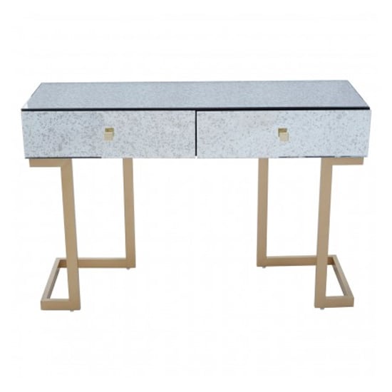 Read more about Keseni mirrored console table with brass base in silver