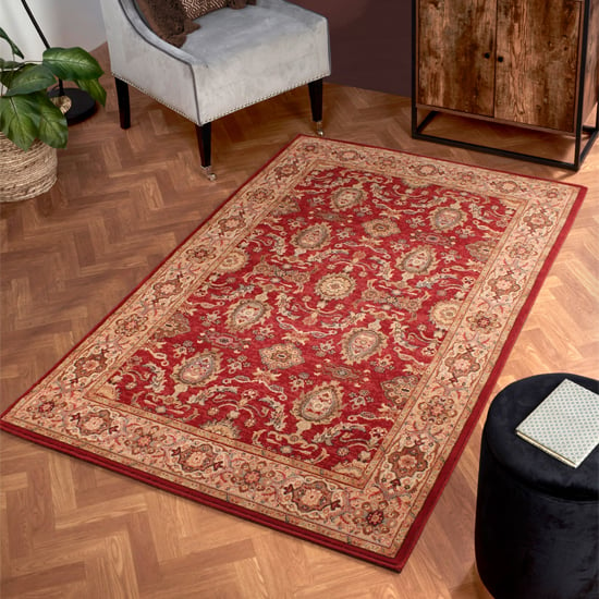 Product photograph of Keshan 70x274cm Supreme Herati Wool Rug In Red from Furniture in Fashion