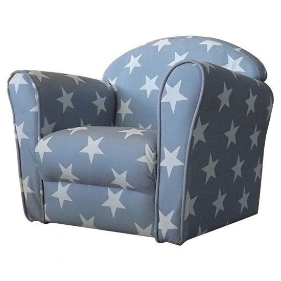 Photo of Kids mini fabric armchair in grey with white stars