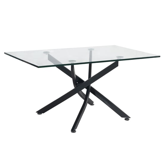 Product photograph of Kidwelly Large Clear Glass Dining Table With Grey Metal Frame from Furniture in Fashion