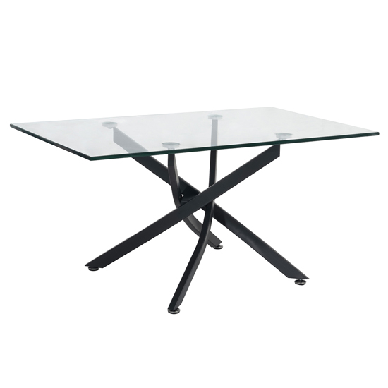 Product photograph of Kidwelly Small Clear Glass Dining Table With Grey Metal Frame from Furniture in Fashion