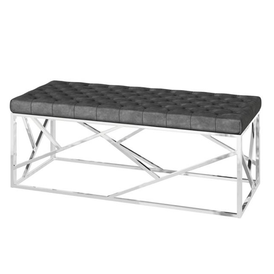 Photo of Keele velvet fabric dining bench in dark grey