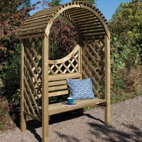 Photo of Kilgetty wooden arbour in natural timber with open slatted roof