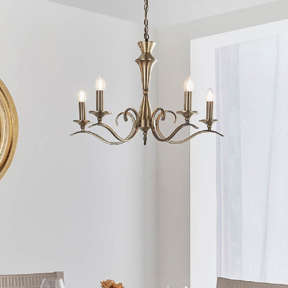 Read more about Killeen 5 light metal semi-flush pendant ceiling light in brass