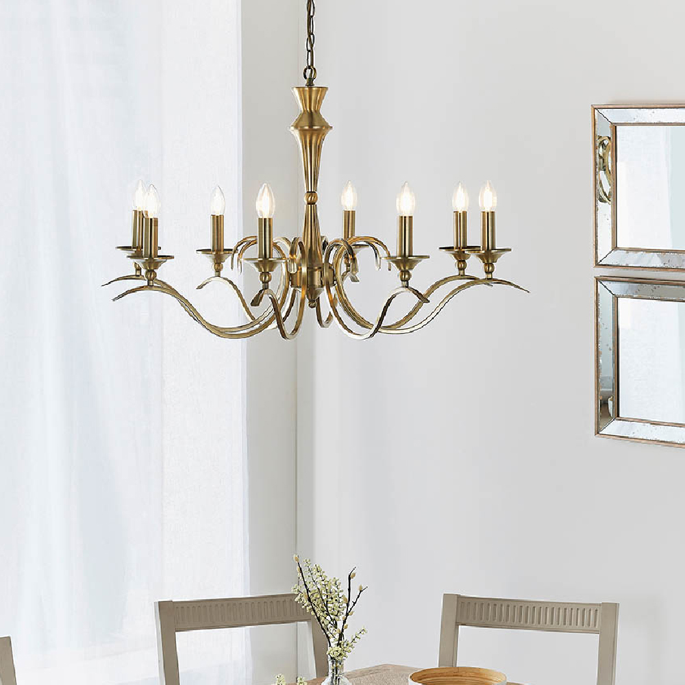 Read more about Killeen 8 light metal semi-flush pendant ceiling light in brass