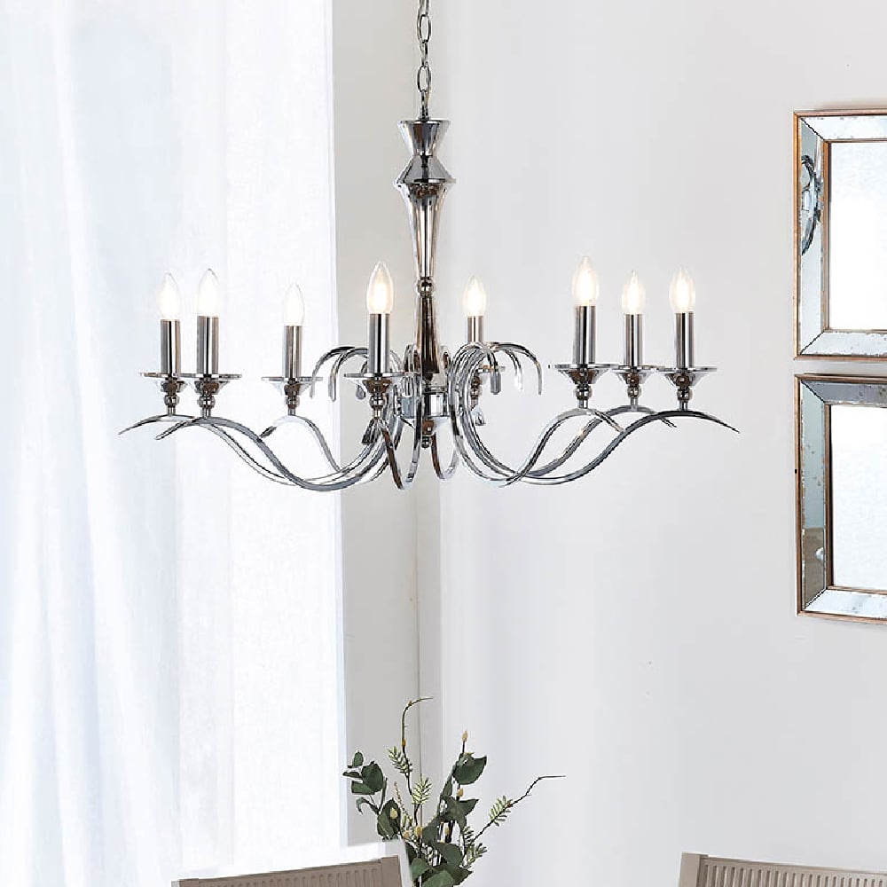 Product photograph of Killeen 8 Light Metal Semi-flush Pendant Ceiling Light In Chrome from Furniture in Fashion