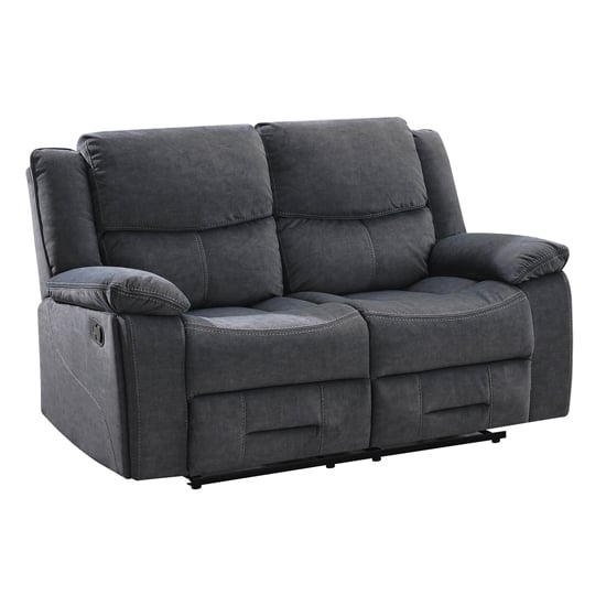 Product photograph of Kingsville Manual Recliner Fabric 2 Seater Sofa In Charcoal from Furniture in Fashion